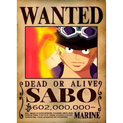 Placa Decorativa WANTED Sabo  One Piece Mod.09